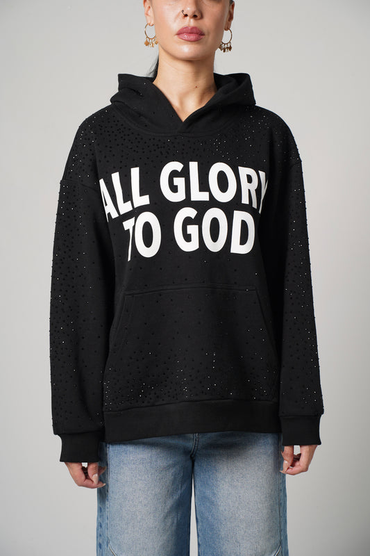 “GLORY TO GOD” RHINESTONE HOODIE