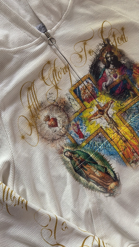 "GLORY TO GOD" WHITE THERMAL ZIP UP