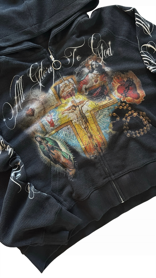 "GLORY TO GOD" BLACK THERMAL ZIP UP