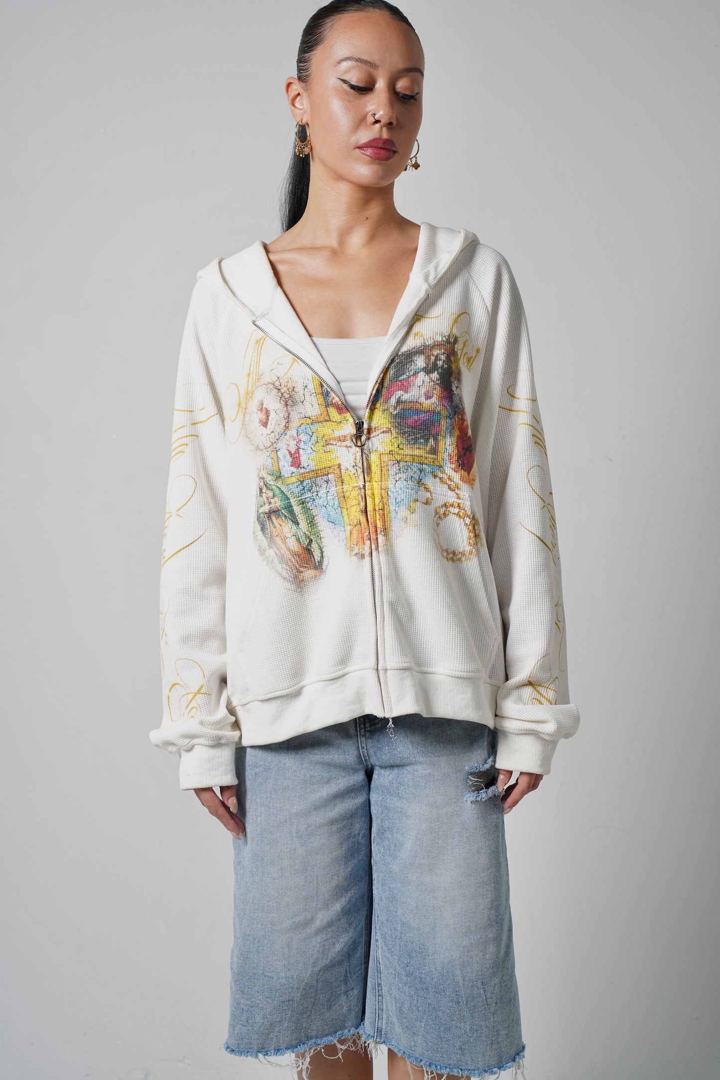 "GLORY TO GOD"  WHITE THERMAL ZIP UP