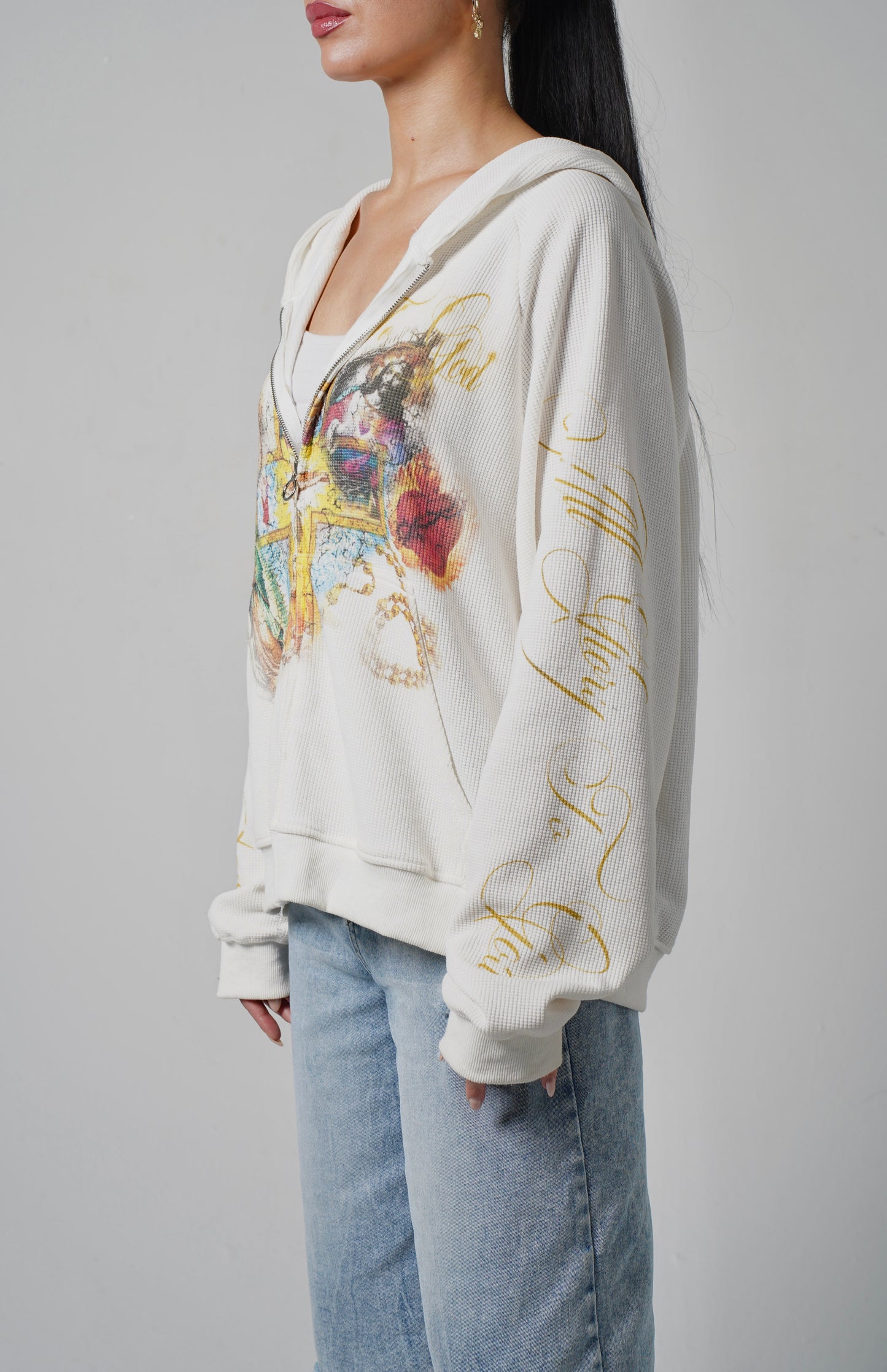 "GLORY TO GOD"  WHITE THERMAL ZIP UP