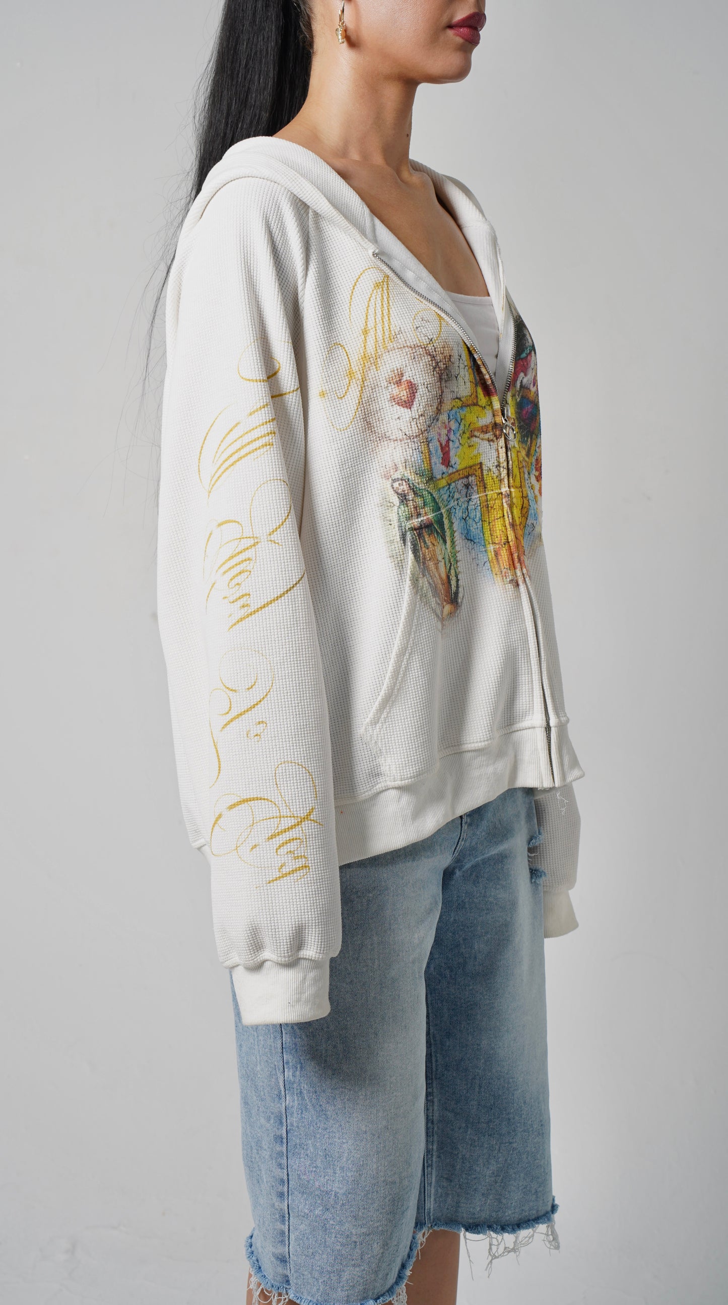 "GLORY TO GOD"  WHITE THERMAL ZIP UP