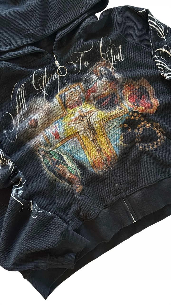 "GLORY TO GOD" BLACK THERMAL ZIP UP