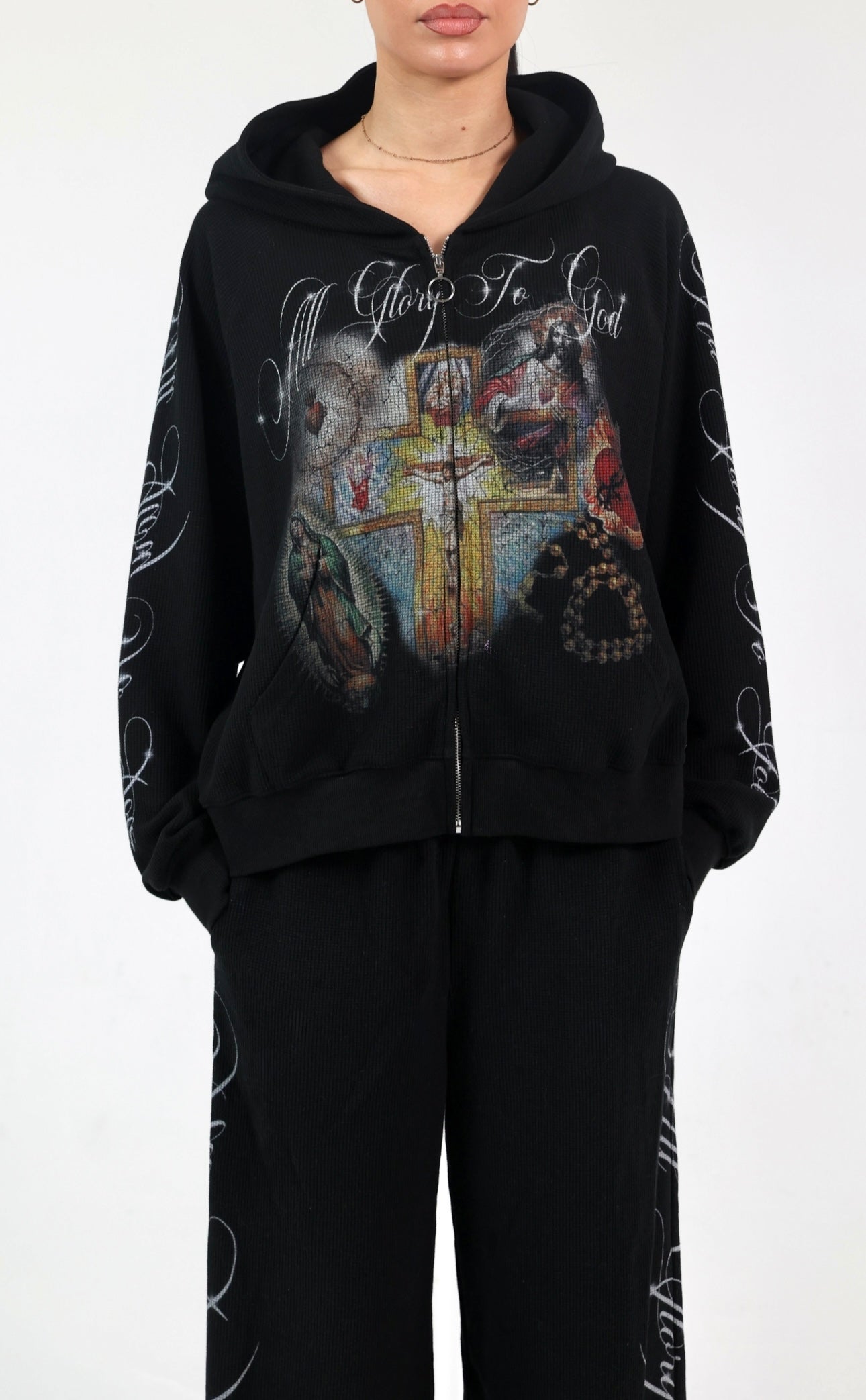 "GLORY TO GOD" BLACK THERMAL ZIP UP